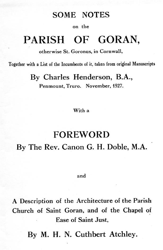 Cover of Some notes on the parish of Goran